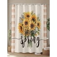 thumbnail image 4 of Sunflower Extra Long Shower Curtain Set, Waterproof Shower Curtains for Bathroom, Spring Floral Summer Botanical Brown Plaid Washable Fabric Cloth Bath Curtain for Bathtub with Hooks 72x96 Inches, 4 of 6