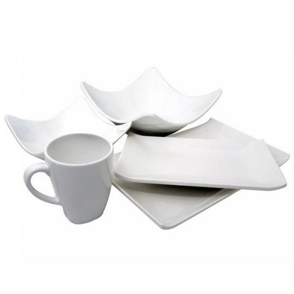 LCM Home Fashions 5-Piece Dinnerware Set - White