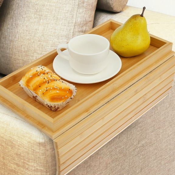 Sofa Arm Tray Table Bamboo Couch Arm Tray Folding Sofa Armrest Tray Cup Holder Antislip Couch Cup Holder Tray Stable Sofa Snack Holder Tray for Sofa