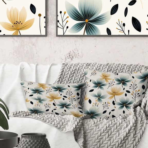 Designart "Deep Teal Ocean Harmony I" Floral Printed Throw Pillow