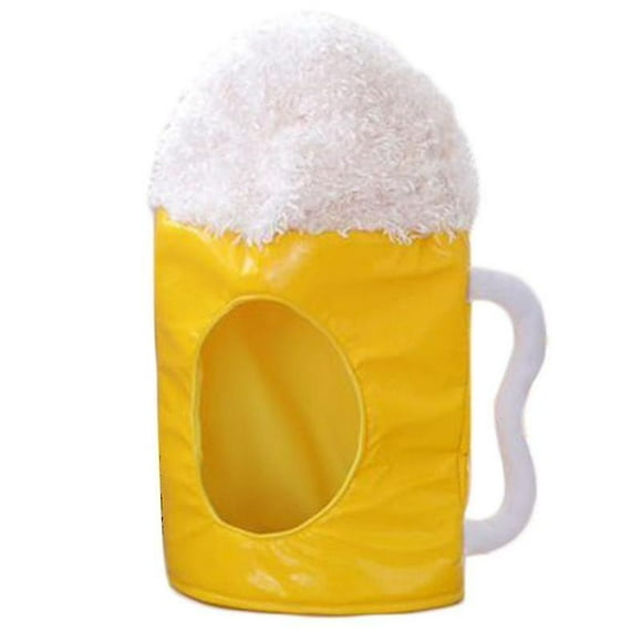 Creative Japanese Funny Rice Cup Yellow Beer Plush Hat Toy Cartoon Full Headgear Cap Cosplay Costume Fancy Dress Up Photo Props Accessories