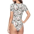 thumbnail image 4 of Daiia Cute Baseball print Women's Crew Neck Short Sleeve Bodysuit Fashion Tops Fit Casual Basic Extender Bodysuit-Small, 4 of 9