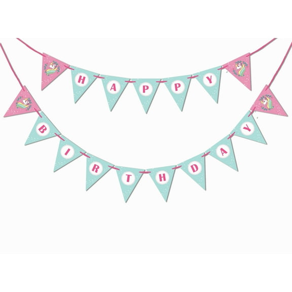 Inkdotpot Birthday Party DecorationsHappy Birthday Party GarlandBaby Girls UnicornPennant Banner Flag