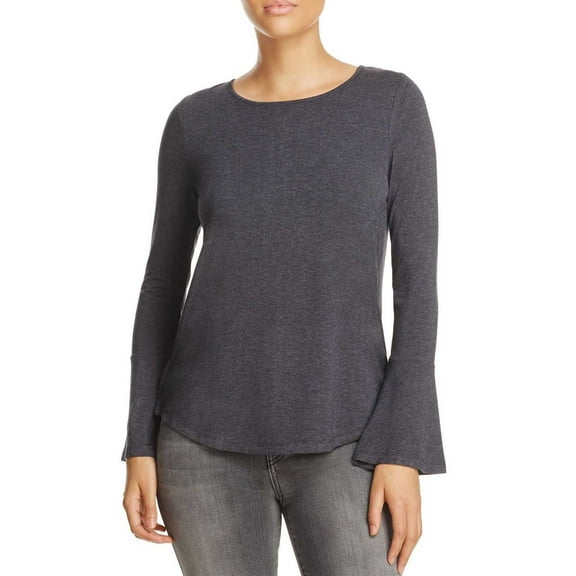 Design History Chiffon-Inset Top (Gray, XL)