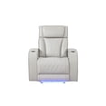 thumbnail image 4 of JERFIT Modern Power Recliner Chair with Massage, LED Lights, USB Charging, Beige Faux Leather Reclining Armchair for Living Room, 4 of 9