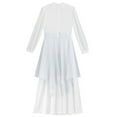 thumbnail image 5 of Aislor Girls Long Sleeve Worship Praise Dance Tunic Liturgical Church Robe Irregular Hem Dress Silver 16, 5 of 6