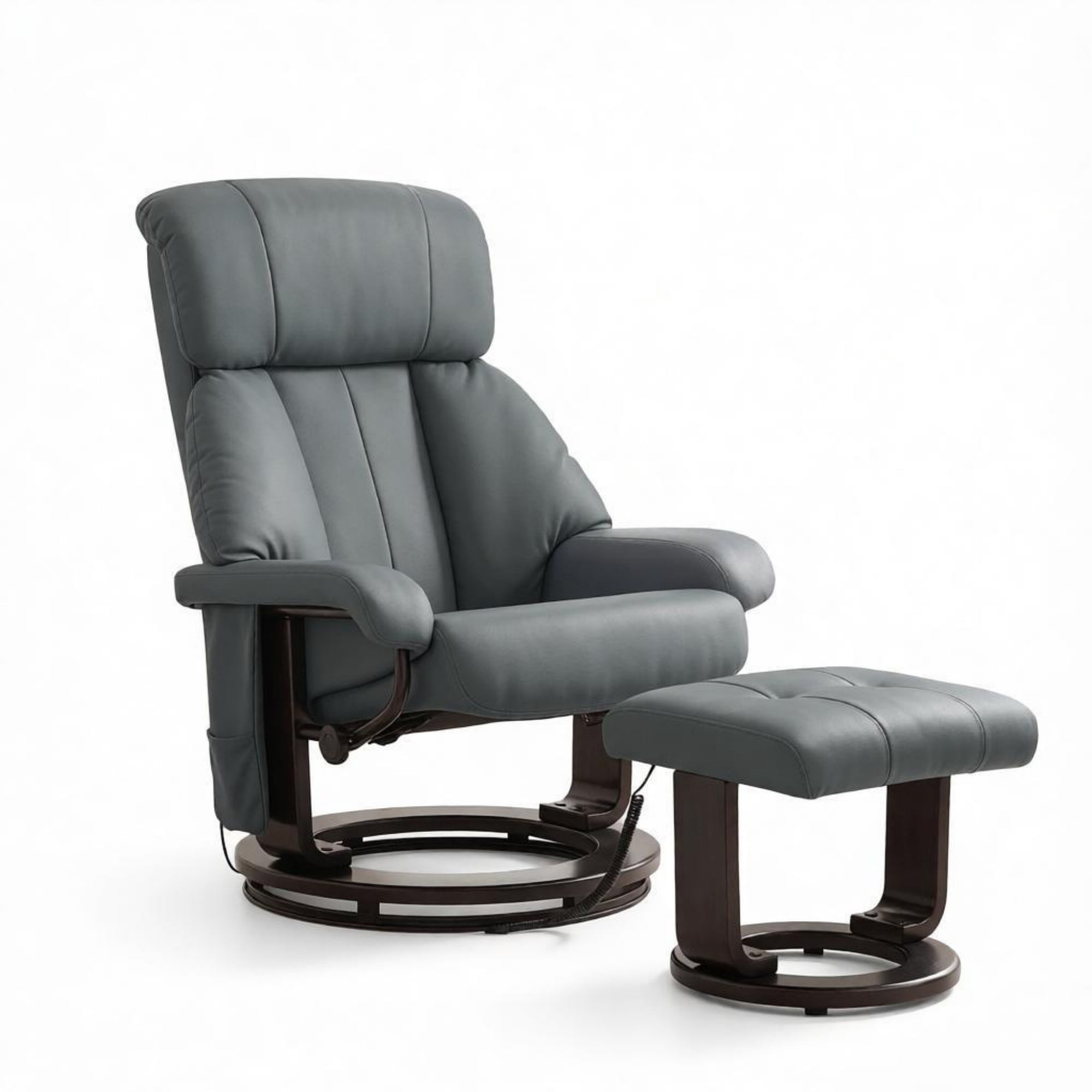 360° Swivel Massage Recliner Chair, 10-Point Vibration Footstool for Living Room