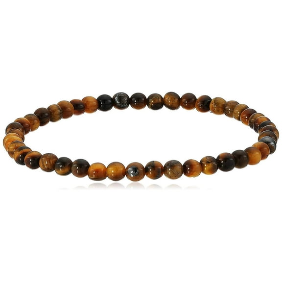 LTC Designs 4mm Smooth Round Tiger's Eye Stretch Bracelet, 6.5" for Unisex Adults
