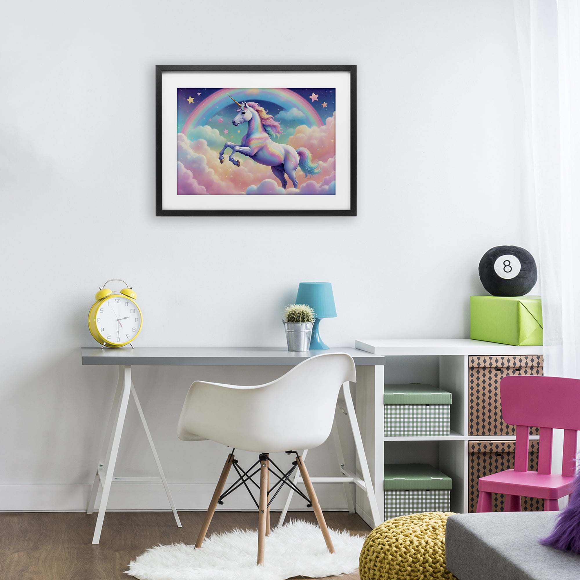 Stupell Industries Colorful Galaxy Unicorn Black Framed Print Under Glass, design by Creative Studio
