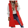 thumbnail image 5 of DuoJiaJ Womens Long Winter Coat Vest With Hood Sleeveless Warm Down Loose Coat With Pockets Quilted Vest Down Quilted Outdoor Coat Womens Warm Winter Coat Red L, 5 of 5