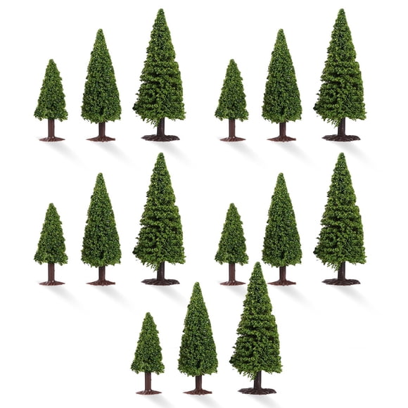 Bewildely Paquete de 15 uds de 15 árboles de Navidad artificiales DIY paisaje paisaje jardín arquitectura plástico paisajismo calle Decoración del hogar