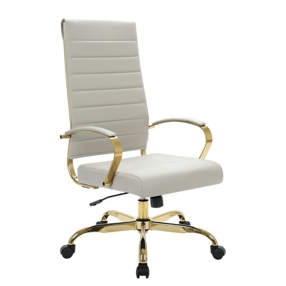 Medieval Office Chair - High-Back Leather Ergonomic Swivel Chair with Gold Frame - Adjustable Height Desk Chair