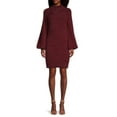 thumbnail image 2 of Bardot MERLOT Women's Bishop-Sleeve Mock Neck Mini Sweater Dress, US S, 2 of 2
