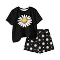 thumbnail image 6 of Auroural Toddler Girls Clothes 4T-5T Children's Summer Floral Printed Leisure Round Neck Short Sleeves Top and Shorts Two-Piece Set for Kids, 6 of 7