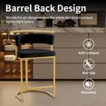 thumbnail image 6 of Set of 2 Beige Modern Velvet Bar Stools with Barrel Backrest, Upholstered Seat, and Gold Metal Footrest 25.6 Inch Seat Height, Ideal for Counters, Home Bars, and Kitchen Islands, 6 of 7