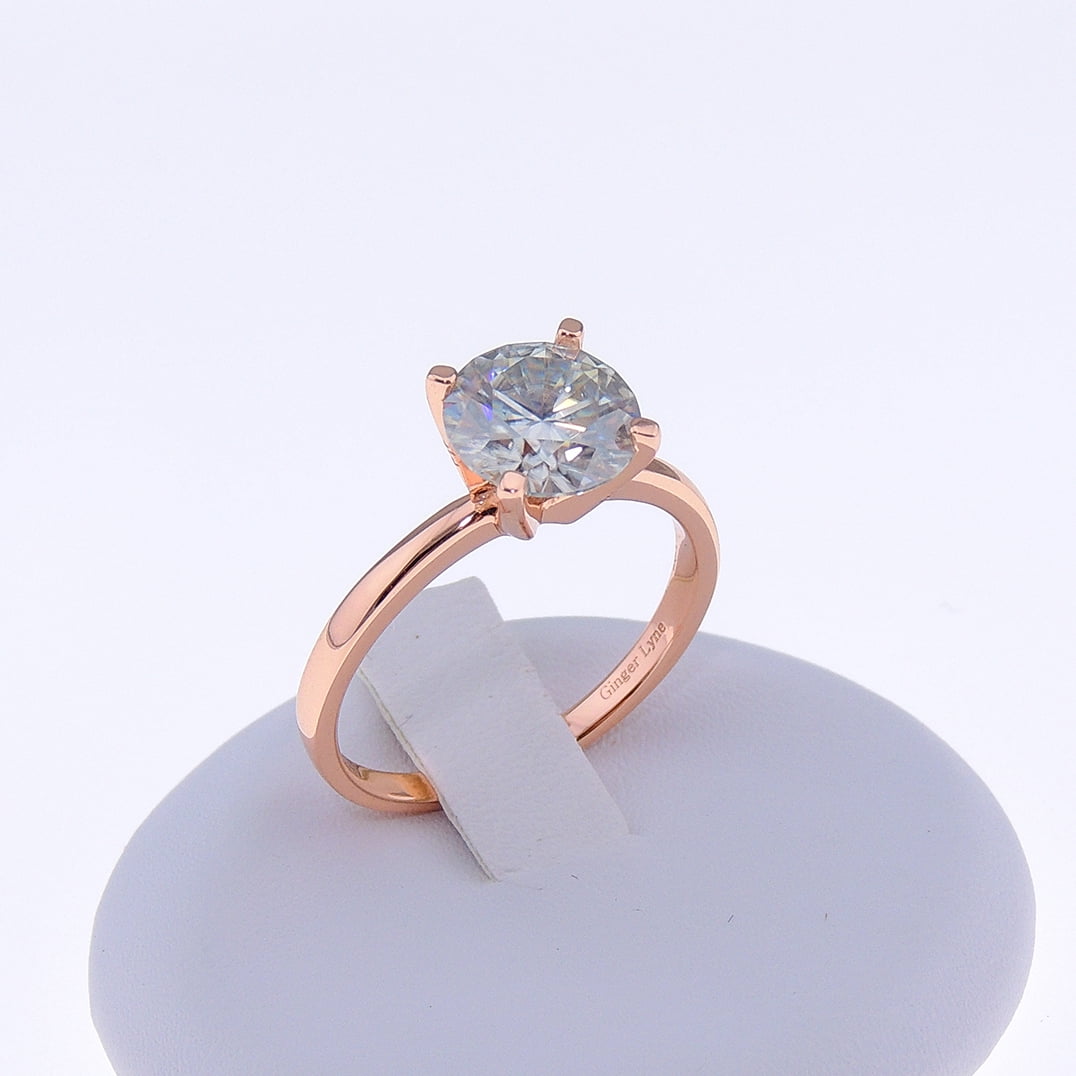 Amore Solitaire Engagement Ring for Women Moissanite Sterling Silver Ginger Lyne Collection