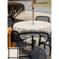 thumbnail image 6 of Square Outdoor Tablecloth with Umbrella Hole Modern Grid Outside Table Cloth Waterproof Patio Table Cover Boho Minimalist Vertical Stripes Beige Zipper Tablecloths for Picnic Party Camping 60x60 Inch, 6 of 8
