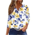 thumbnail image 2 of Babysbule 3/4 Sleeve Floral Printed Thin Button-Down V-neck Blouse & Top, Women's, 2 of 6