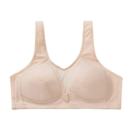SMihono Deals Minimizer Bras for Womens Plus Size Wireless Lifting Up Older Ladies Everyday Bra Comfort Breathable Sleeping Bras Khaki L