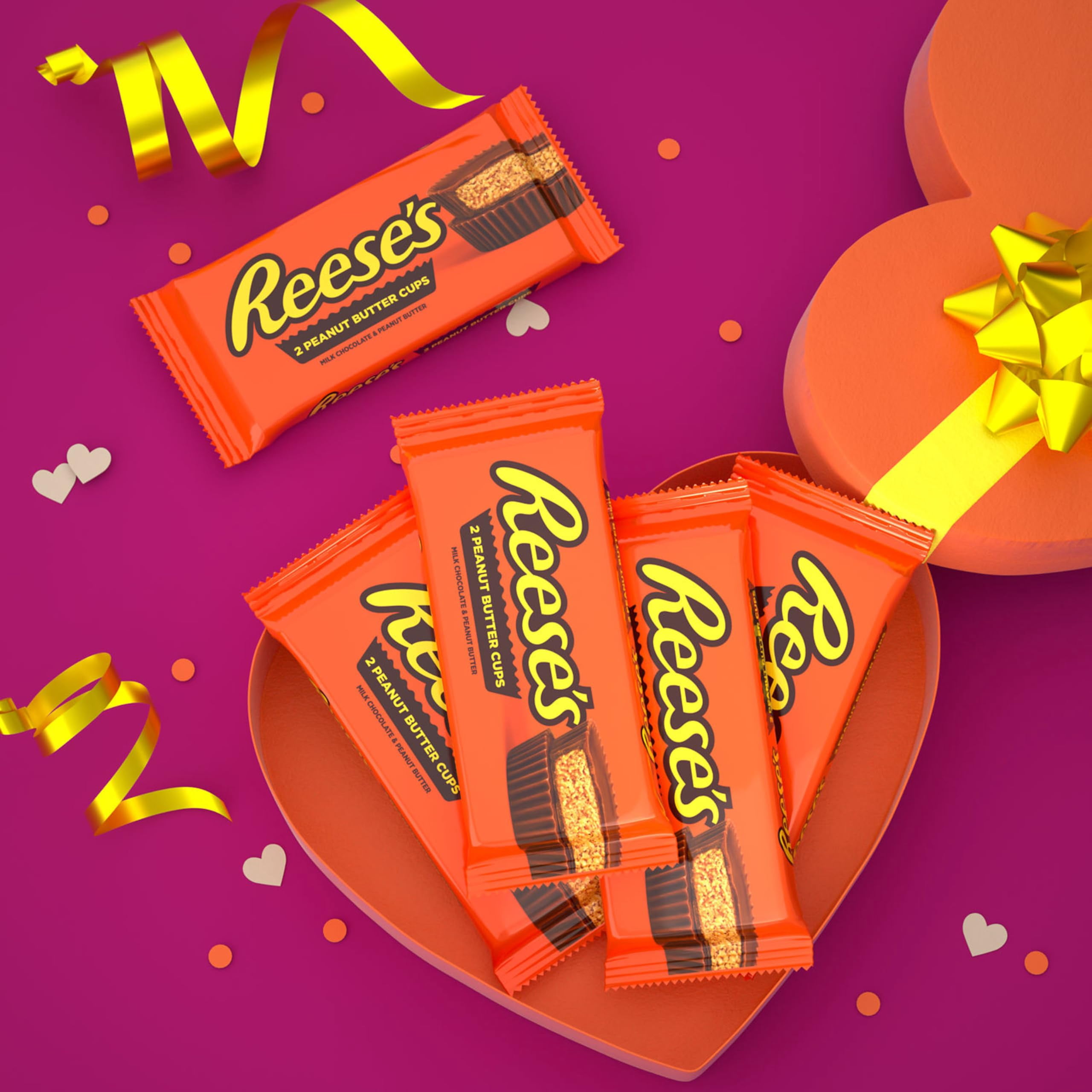 Reese's Milk Chocolate Peanut Butter Cups, Valentine's Day Candy Packs, 1.5 oz (6 Count)