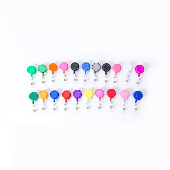 50 Pcs Moulinets Rétractables pour Badges avec Pince pour Carte de Nom, Clé, Carte, Couleur Aléatoire-Moulinets pour Badges Rétractables Porte-Badges