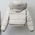 thumbnail image 4 of Levmjia Women's Faux Fur Hooded Puffer Jacket Lined Warm Winter Coat Zip Up Quilted Outerwear with Pockets, 4 of 8