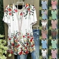 thumbnail image 1 of Femmes Dames Décontracté Imprimé Manches Courtes Chandail Col Rond Hauts Chemises Blouse, Été Grande Taille Coupe Ample Hauts pour Femmes Solde, 1 of 5
