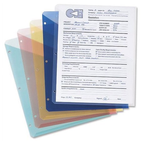 Smead Organized Up Poly Translucent Slash File Jacket, Three-Hole Punched, Letter Size, Assorted Colors, 5 per Pack (89505)