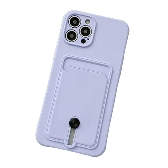 Silicone Card Holder Protection Case Compatible With iPhone 15 Pro Max in Lavender