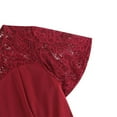 thumbnail image 7 of LYEAA Semi Formal Dresses for Women Short Sleeve Crew Neck Midi Dress Elegant Homecoming Dress A-line Plain Lace Patchwork Dress 1950s Vintage Holiday Party Dress Ball Gown Wedding Guest Dress Red M, 7 of 7