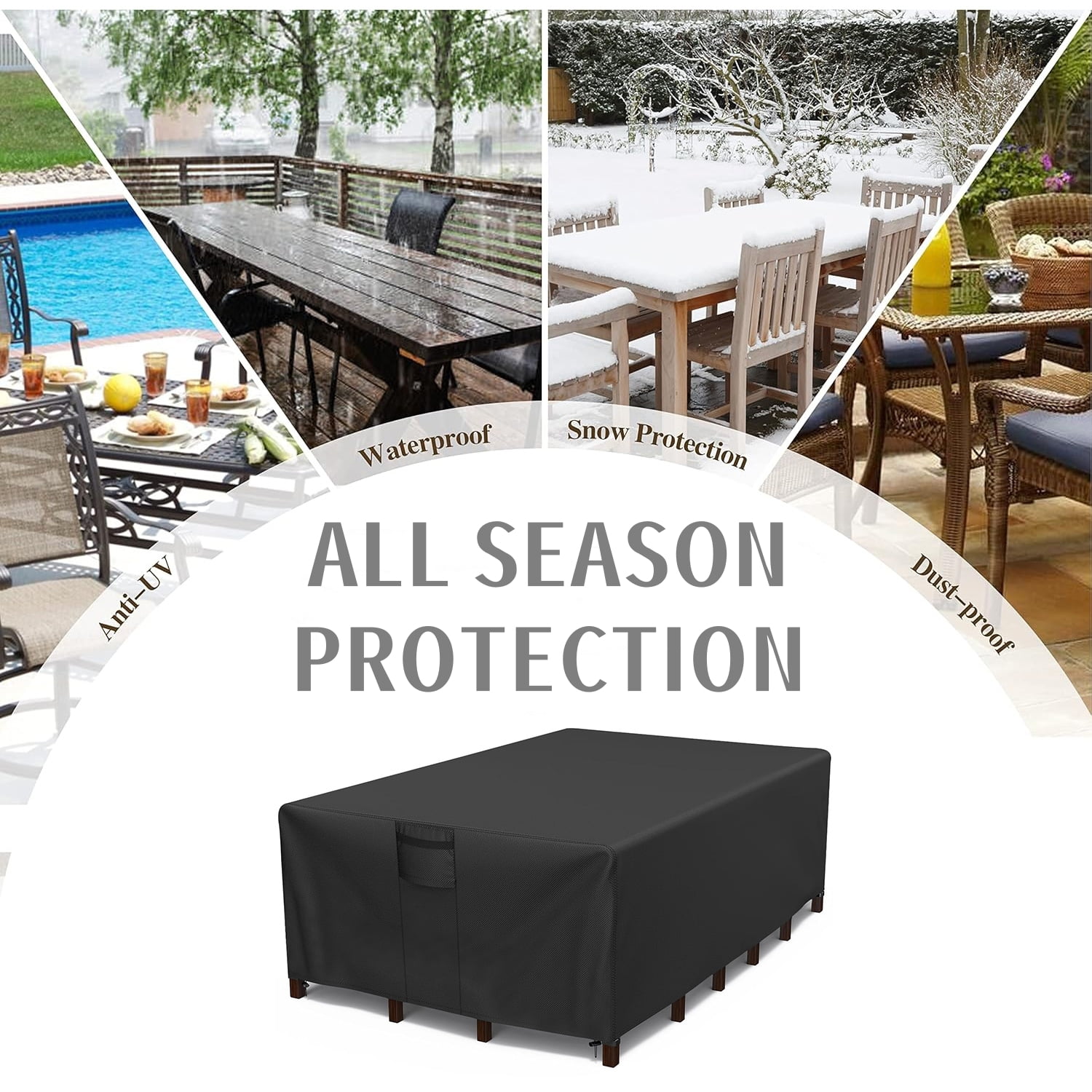 98"L x 78"W Jumbo Patio Furniture Cover - for 8-Seater Dining Sets & L-shaped Sofas, Heavy Duty Waterproof Outdoor Sofa Cover
