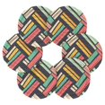 thumbnail image 7 of Yayeee 6 PCS Drink Coasters with Holder Set Woven Absorbent Round Tabletop Hot Pad, Red Geometric, 7 of 7