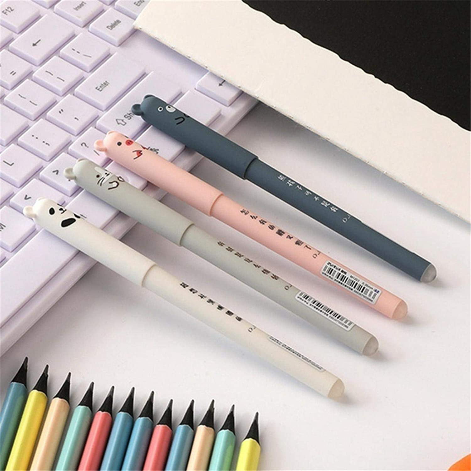 2pcs Cute Kawaii Cartoon Cat Gel Ink Pen Ballpoint 0.35mm Blue Ink Student Pens 