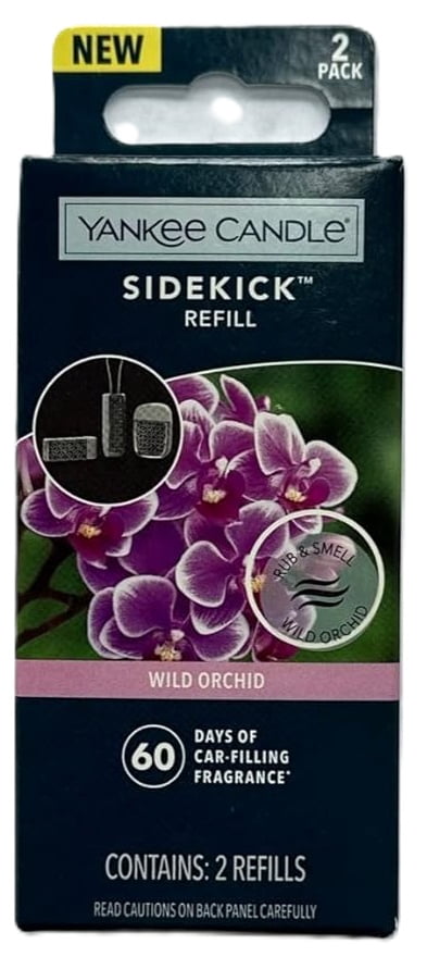 Yankee Candle Sidekick Collection - Wild Orchid - Pack of 2 Fragrance Refill Car Air Freshener (Set of 2 - Total of 4)