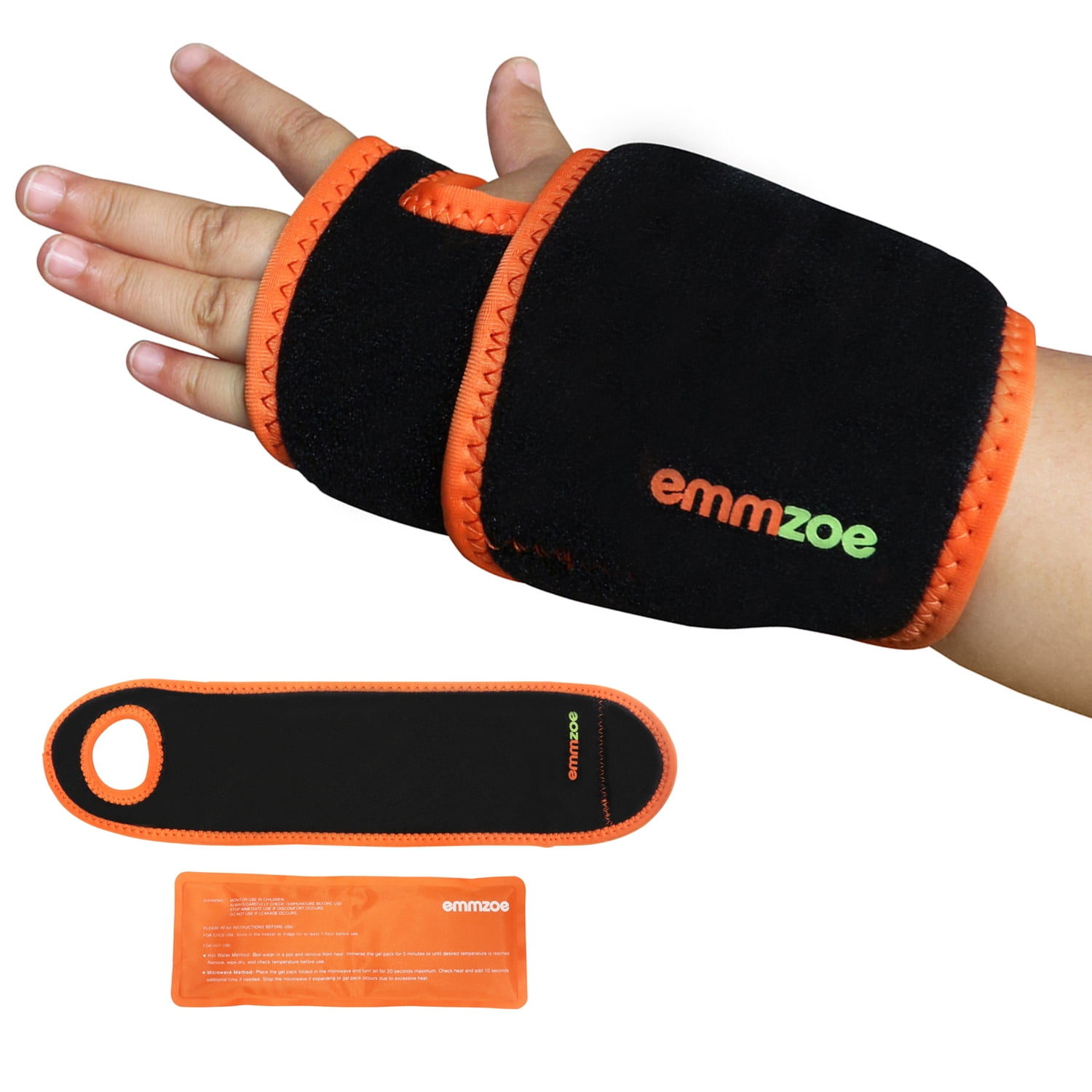 Emmzoe Kids Wrist Support Hot and Cold Gel Therapy Wrap Includes Hot or Cold Gel Pack for Pain