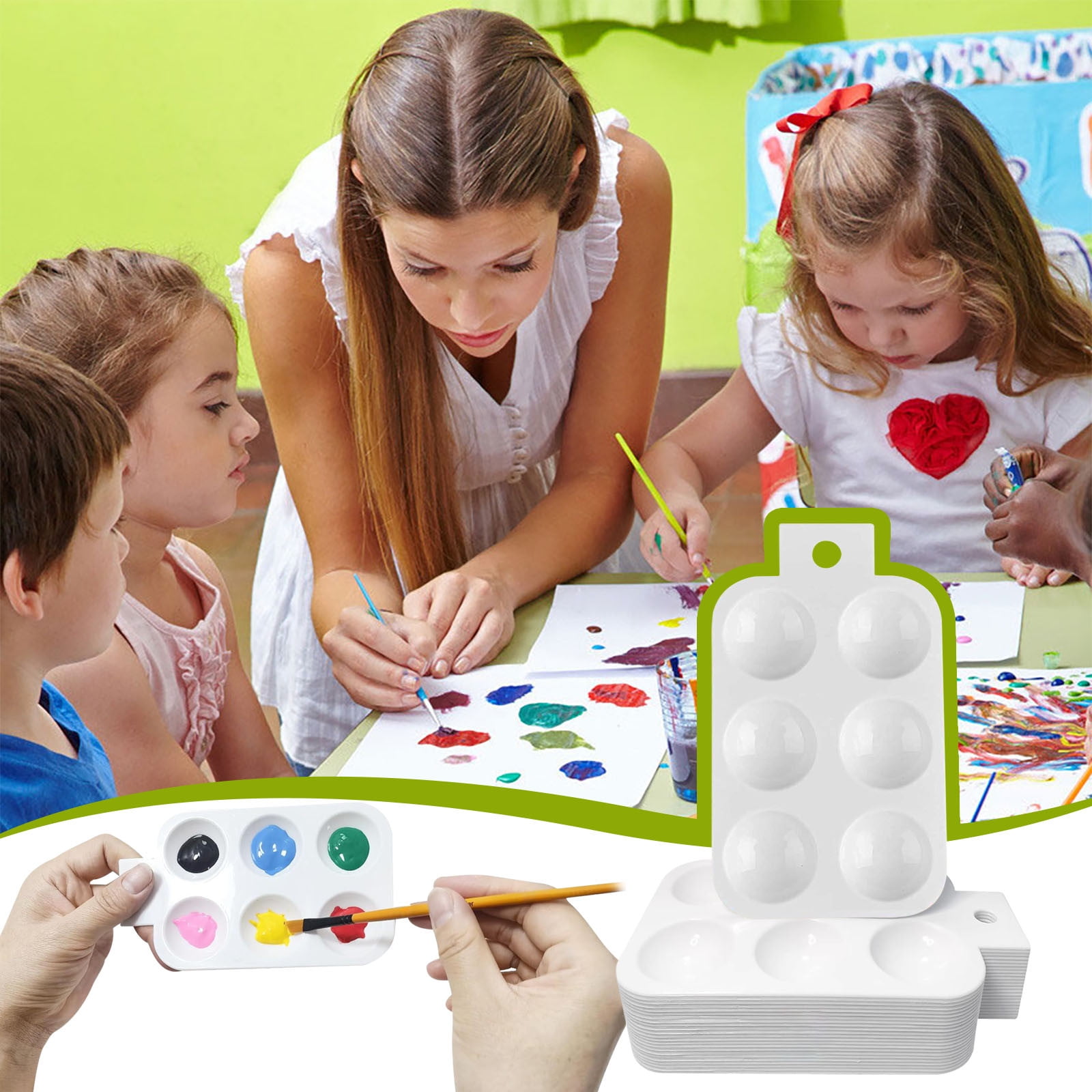 Lunxisen 96 Pcs Painting Tray Palette for Artists Watercolor Supplies with Hanging Holes Rectangular Art Studio Tool