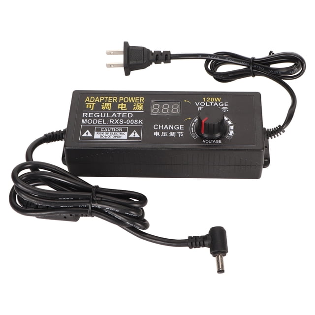 Adaptador de corriente externo de 24V 5A, adaptador de corriente de CA a CC de velocidad ajustable con pantalla de voltaje, enchufe estadounidense de 100-240V