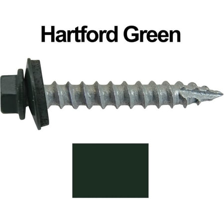 

Jake Sales Brand -14 x 1-1/2 Metal Roofing Screws ~250 - Hex Head - Typ 17 Tip - EPDM washer - HARTFORD GREEN