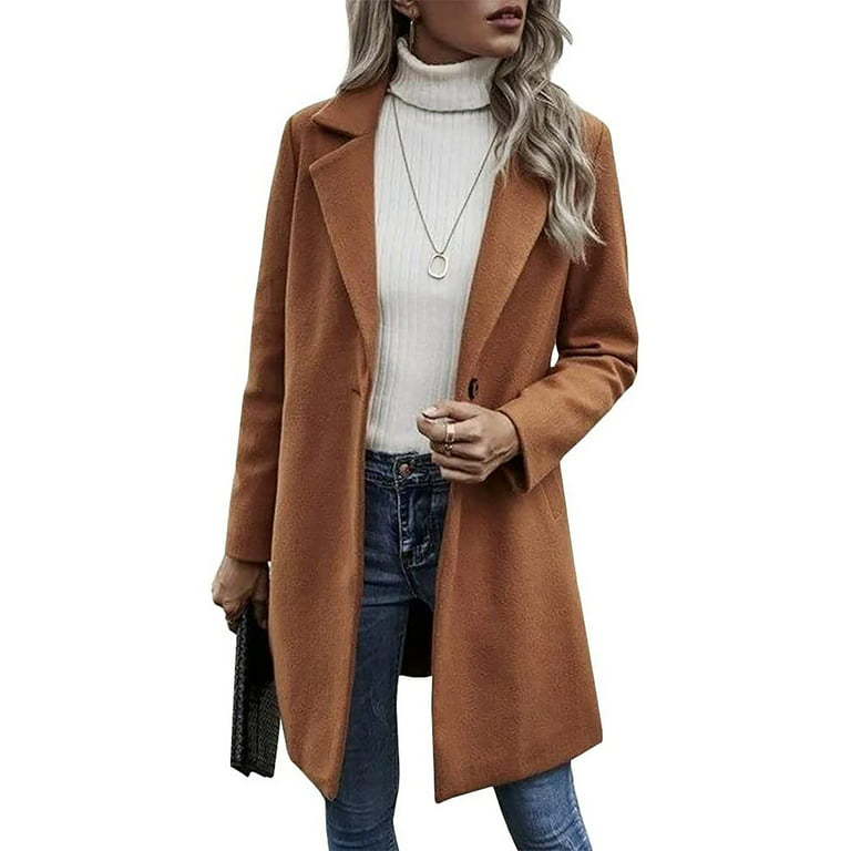 XFLWAM Trench Coats for Women 2022 Oversized Lapel Double Breasted