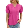 thumbnail image 2 of Njoeus Womens Short Sleeve V-Neck T Shirts Casual Loose Tunic Tops Summer Eyelet Tee Work Dressy Blouse S-XXL, 2 of 3