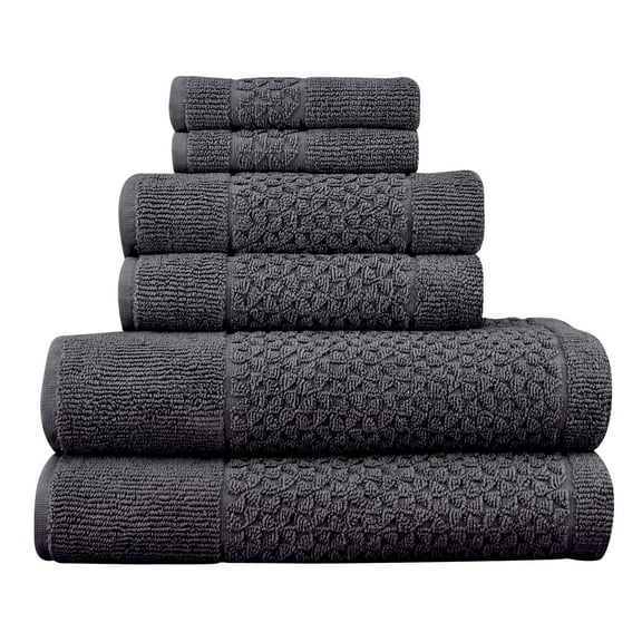Classic Turkish Towels CTT - Luxury 6 Piece Towel Set, 100% Turkish Cotton, Quick Drying, Highly Absorbent & Comfy, Includes 2 Bath Towels, 2 Hand Towels & 2 Washcloths | (Grey)