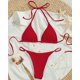 thumbnail image 3 of Conjunto de Bikini entrecruzado Sexy, bañador blanco con contraste de realce, Tanga con cordón, Bandage traje de baño, Mico, 2024, 3 of 5