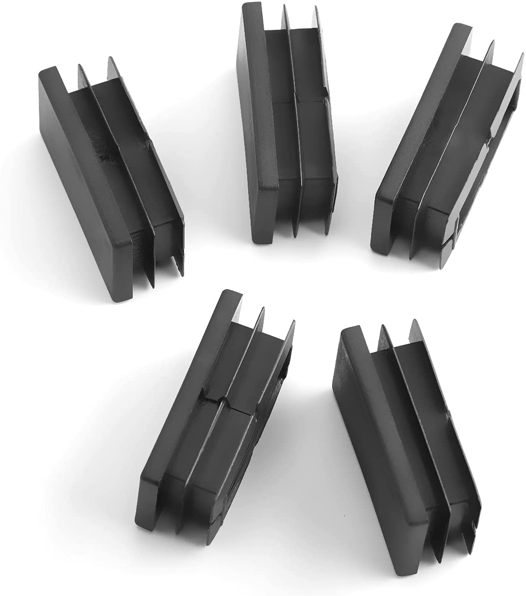 Yinpecly 100pcs Rectangle Plastic Tube End Caps | 1.57 X 0.79 Inch PP Furniture Leg Covers | Black Pipe Caps For Table Chairs