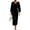 Black, variant on Womens Velvet Midi Dress Long Sleeve Cowl Neck Split Hem Lantern Sleeve Draped Bodycon Dress for Evening Occasion Coffee L