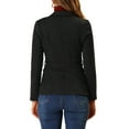 thumbnail image 3 of Unique Bargains Women's Faux Suede Belted Long Sleeve Single Breasted Blazer L Black, 3 of 6