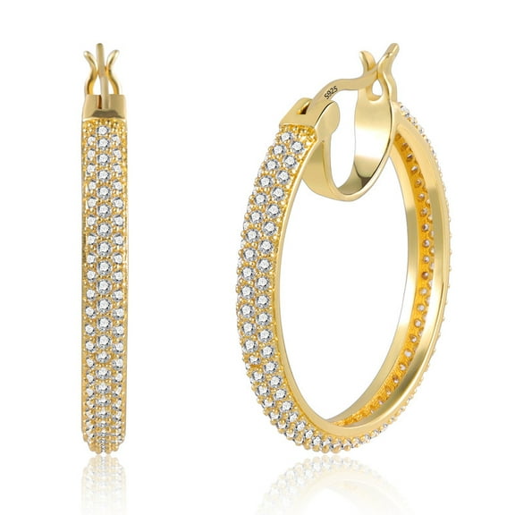 Alexcraft Hoop Earrings for Women 14K Gold Plated Hypoallergenic Lightweight Cubic Zirconia Chunky Open Hoops Earrings Jewelry Gifts for Sensitive Ears