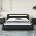 Sha Cerlin King Size WaveLike Curve PU Leather Platform Bed Frame with