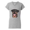 thumbnail image 2 of Wild Bobby, Cute Polygonal Rotteiler Smiling, Dog Lover, Women Standard V-Neck Tee, Heather Grey, Large, 2 of 4