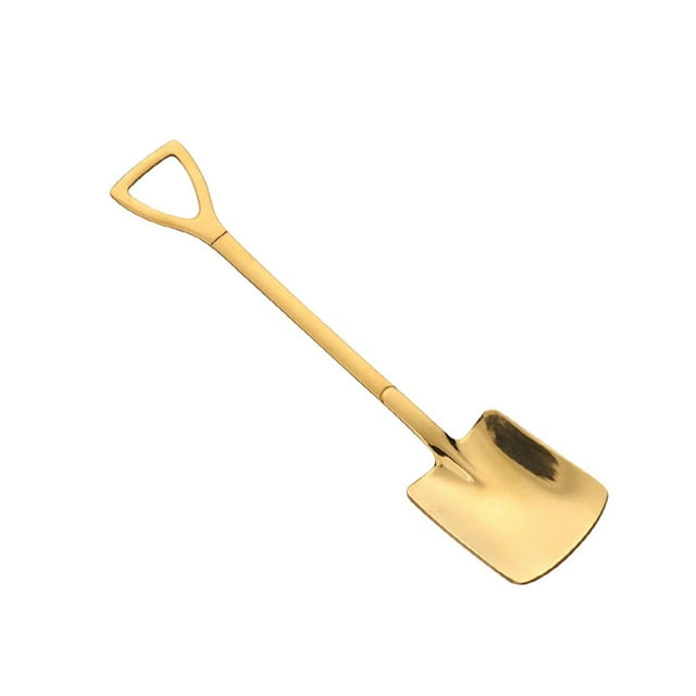 Injueey Cucharas de pala, cuchara de café de acero inoxidable, cucharillas creativas para café, helado, vajilla, juego de cubiertos, 1 ud. Mostrada Dorado pala plana Injueey HA001870-02