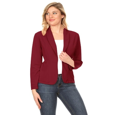 Women's Solid Casual Office Work Long Sleeve Open Front Blazer Jacket